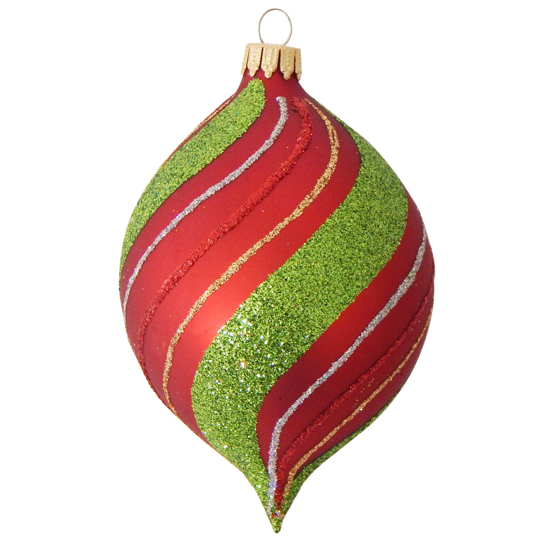 3 1/2" (89mm) 4" (100mm) Glass Onion and Drops Ornaments Assortment, Red Velvet, 4/Box, 12/Case, 48 Pieces