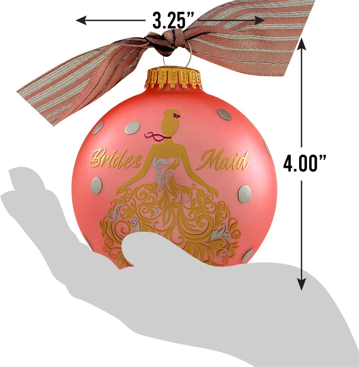 3 1/4" (80mm) Personalizable Hugs Specialty Gift Ornaments, Bridesmaid, Chic Pink. 1/Box, 12/Case, 12 Pieces