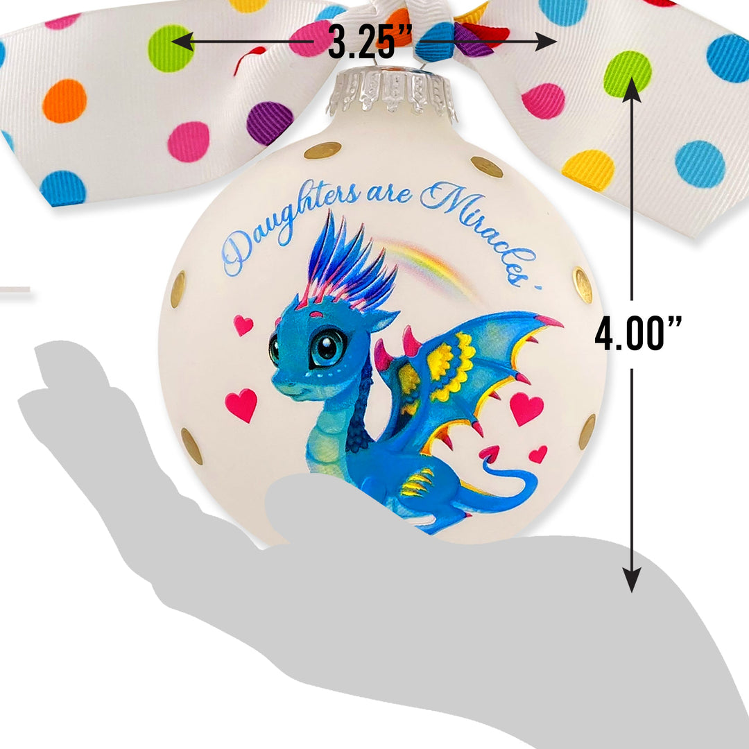 3 1/4" (80mm) Personalizable Hugs Specialty Gift Ornaments, Frost Glass Ball with Daughters are Miracles