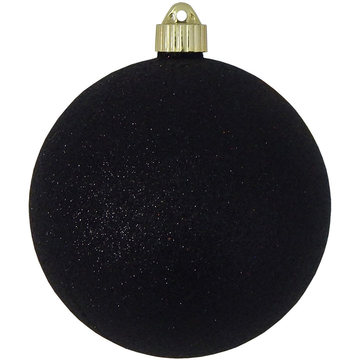 6" (150mm) Commercial Shatterproof Ball Ornament, Black Glitter, 2 per Bag, 6 Bags per Case, 12 Pieces