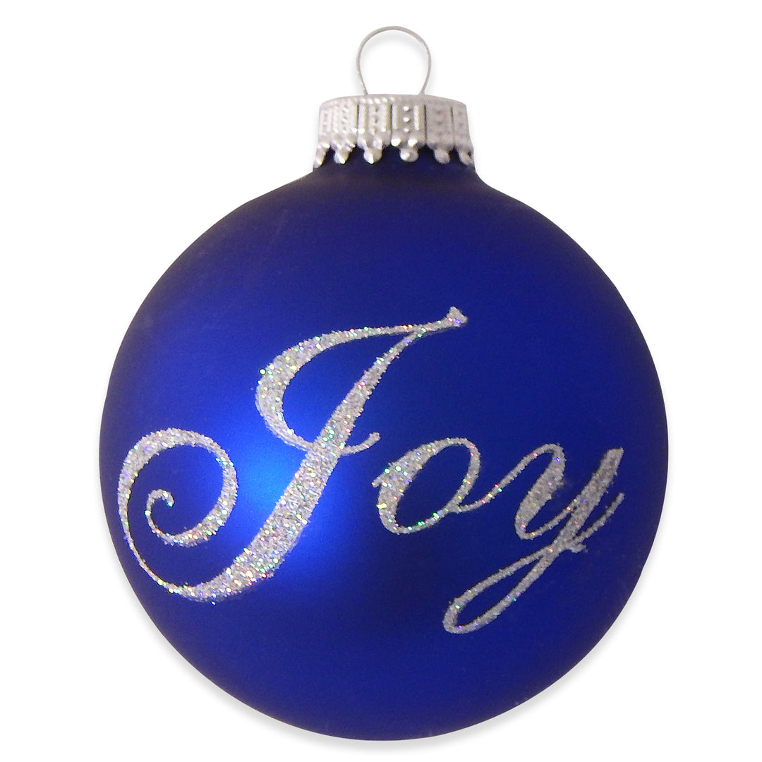 2 5/8" (67mm) Ball Ornaments Royal Velvet with Silver Hope / Joy Text, 4/Box, 12/Case, 48 Pieces