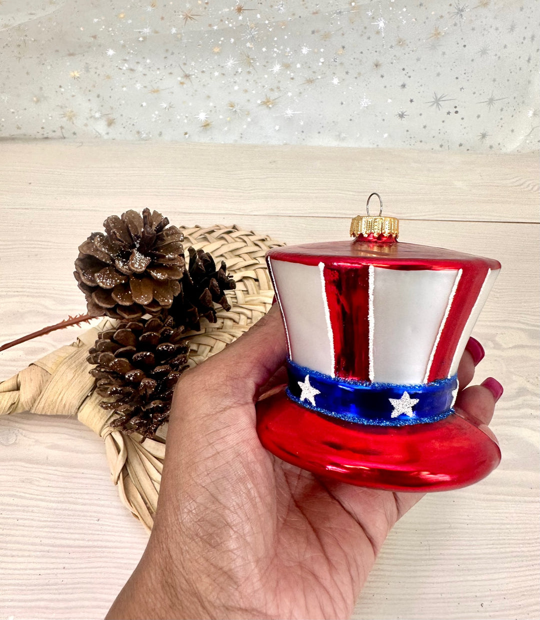 4 1/4" (108mm) Uncle Sam Hat Figurine Ornaments, 1/Box, 6/Case, 6 Pieces