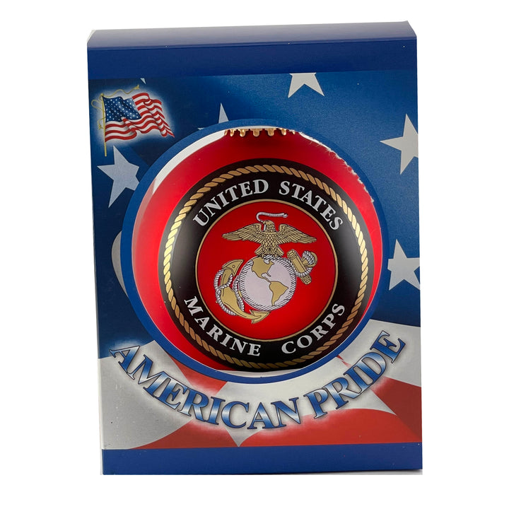 3 1/4" (80mm) Ball Ornaments, US Marine Corps Logo and Established Date , Flame Red, 1/Box, 12/Case, 12 Pieces
