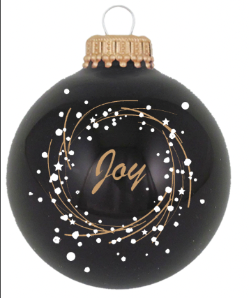 2 5/8" (67mm) Ball Ornaments Ebony Shine with Joy, 4/Box, 12/Case, 48 Pieces