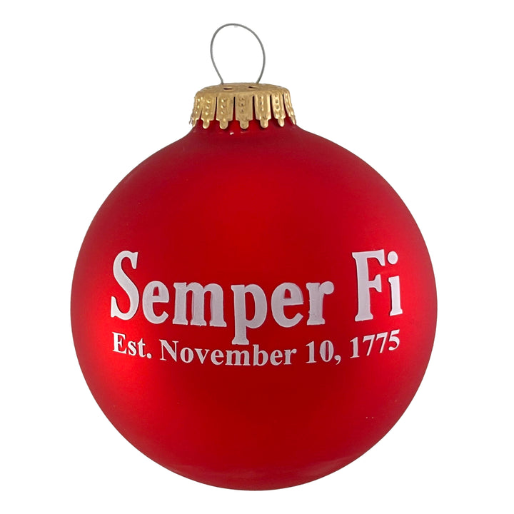 3 1/4" (80mm) Ball Ornaments, US Marine Corps Logo and Established Date , Flame Red, 1/Box, 12/Case, 12 Pieces