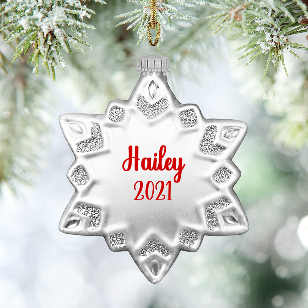 4" (100mm) Glass Snowflake Ornaments, 1/Box, 12/Case, 12 Pieces