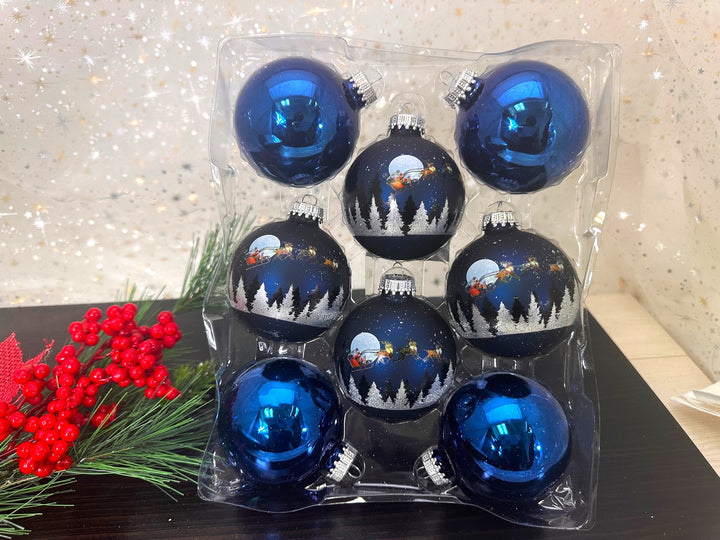 2 5/8" (67mm) Ball Ornaments, Spirit of Christmas Glass Ball assortment, 8/Box, 12/Case, 96 Pieces