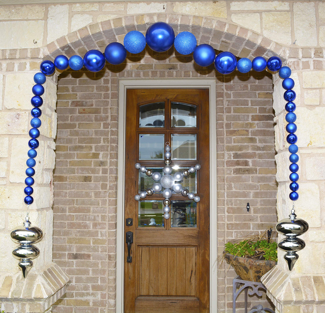 12" (300mm) Giant Commercial Shatterproof Ball Ornament, Dark Blue Glitter, Case, 2 Pieces