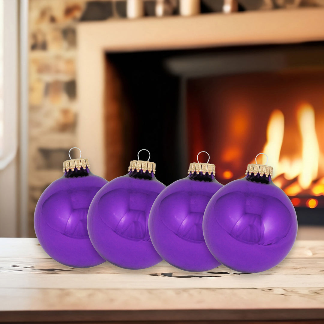 2" (50mm) Ball Ornaments, Gold Caps, Royal Lilac, 12/Box, 12/Case, 144 Pieces