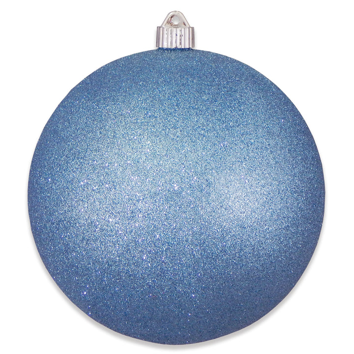 8" (200mm) Giant Commercial Shatterproof Ball Ornament, Light Blue Glitter, Case, 6 Pieces