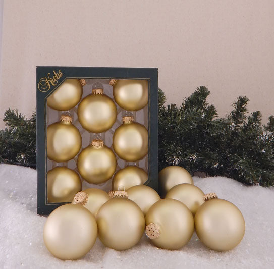 2 5/8" (67mm) Ball Ornaments, Gold Caps, Harvest Gold, 8/Box, 12/Case, 96 Pieces
