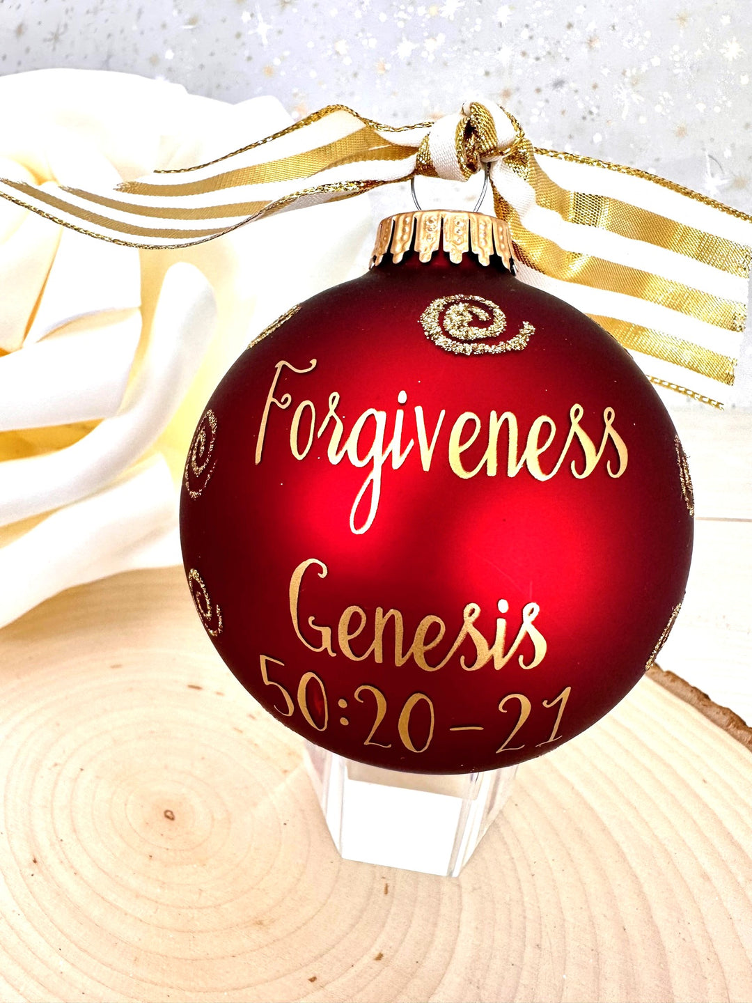 3 1/4" (80mm) Personalizable Hugs Specialty Gift Ornaments, Port Velvet Glass Ball with Bible Hero/ Joseph