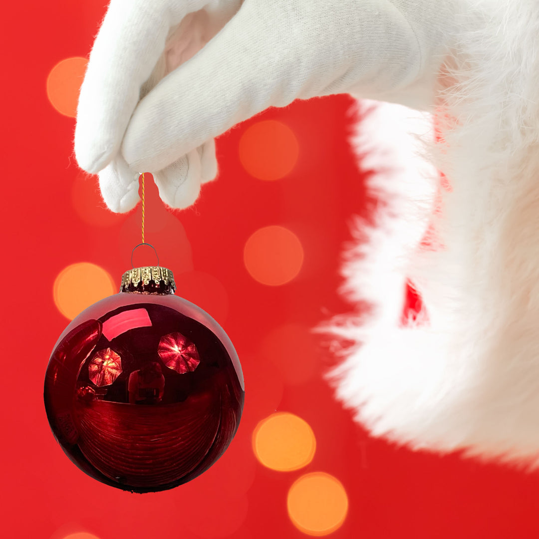 3 1/4" (80mm) Glass Ball Ornament, Christmas Red, 4/Box, 12/Case, 48 Pieces