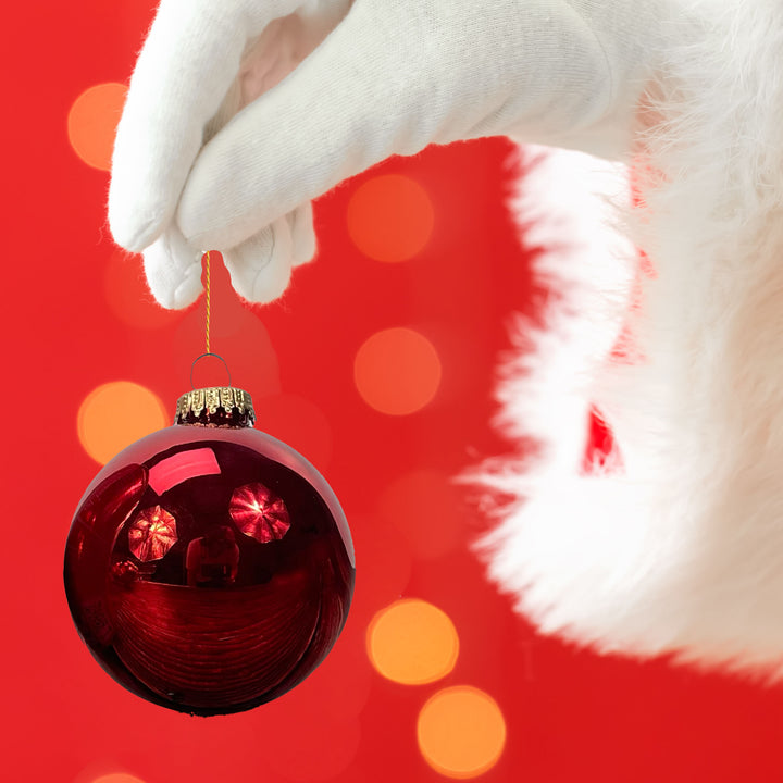 3 1/4" (80mm) Glass Ball Ornament, Christmas Red, 4/Box, 12/Case, 48 Pieces