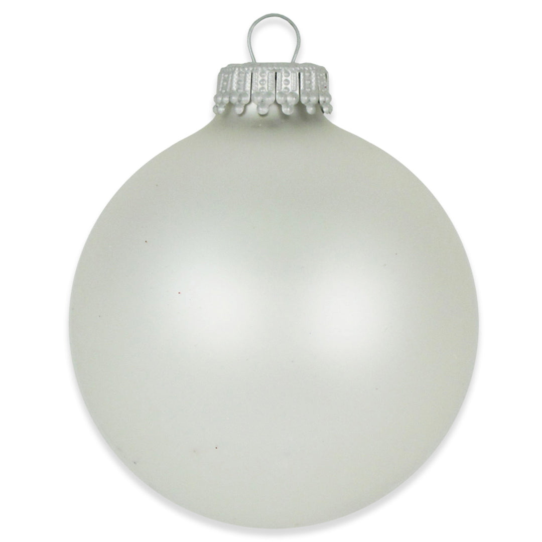 2 5/8" (67mm) Ball Ornaments, Silver Caps, Silver Pearl, 8/Box, 12/Case, 96 Pieces