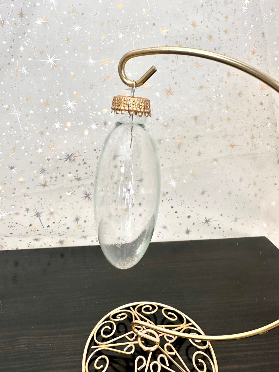 3" (76mm) Glass Disc Ornaments, Clear with Gold Crown Caps, 3/Box, 24/Case, 72 Pieces
