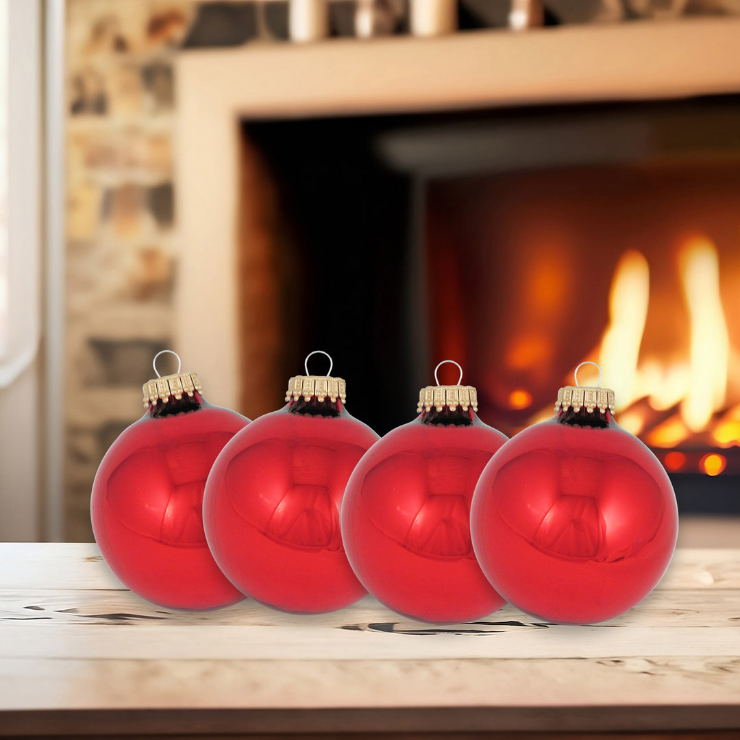 2" (50mm) Ball Ornaments, Gold Caps, Christmas Red, 12/Box, 12/Case, 144 Pieces