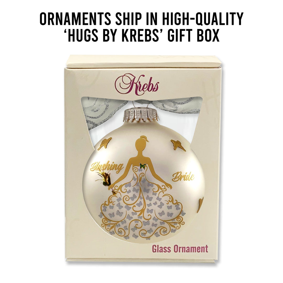 3 1/4" (80mm) Personalizable Hugs Specialty Gift Ornaments, Blushing Bride, Silver Pearl, 1/Box, 12/Case, 12 Pieces