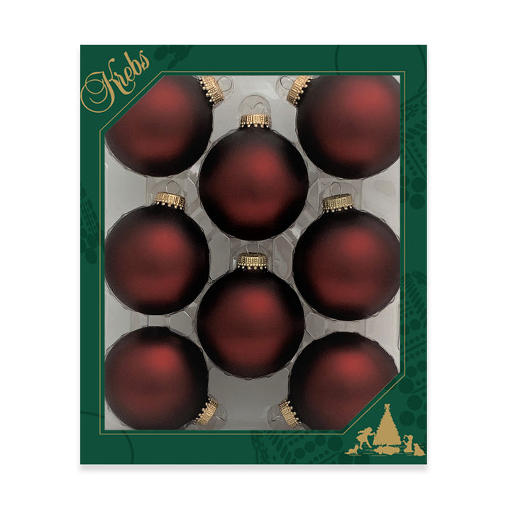 2 5/8" (67mm) Ball Ornaments, Gold Caps, Swiss Chocolate, 8/Box, 12/Case, 96 Pieces