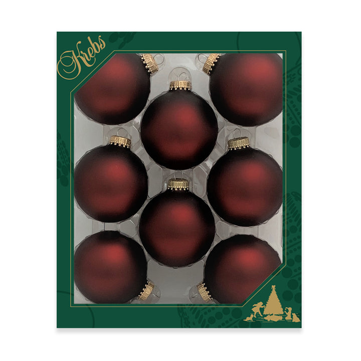 2 5/8" (67mm) Ball Ornaments, Gold Caps, Swiss Chocolate, 8/Box, 12/Case, 96 Pieces