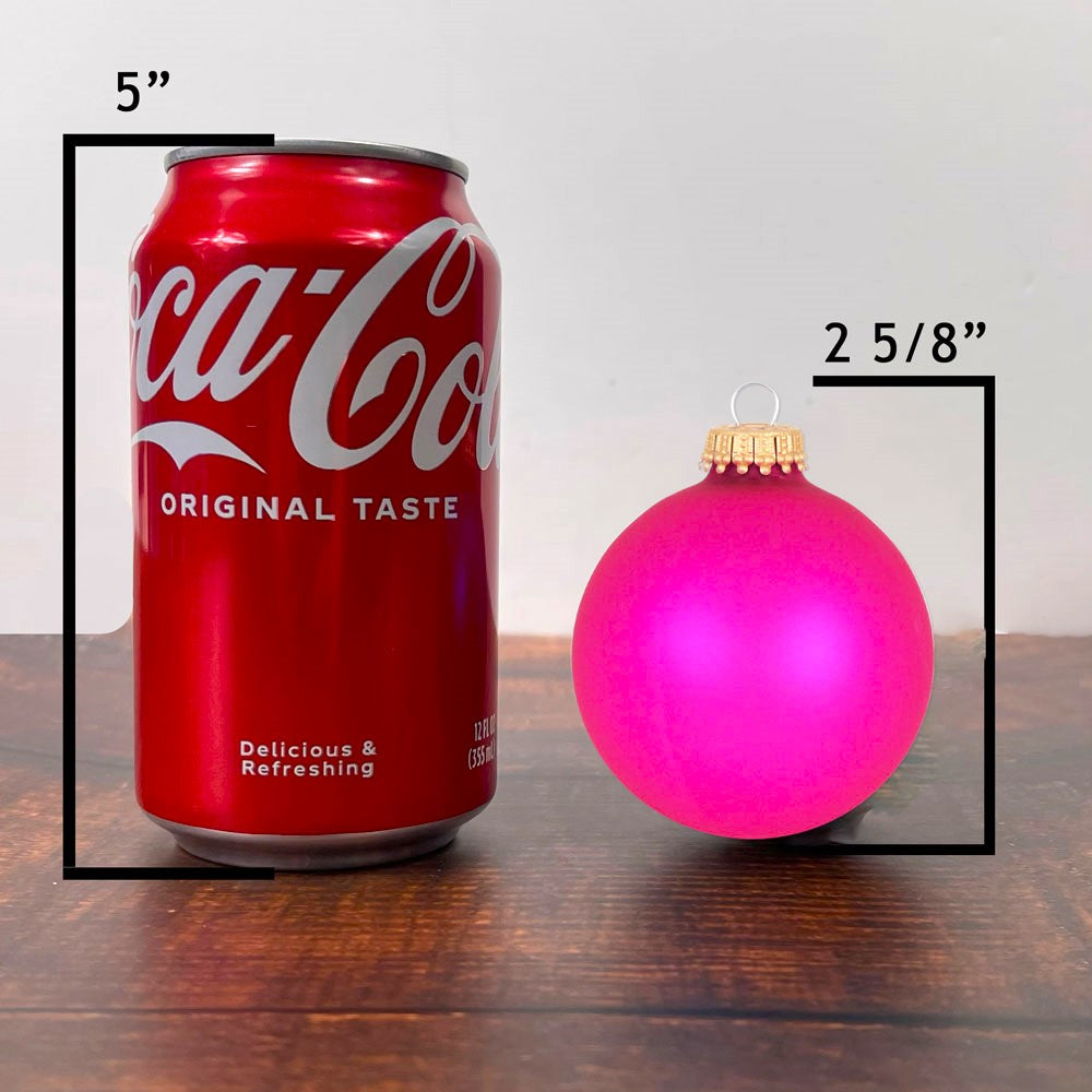 2 5/8" (67mm) Ball Ornaments, Gold Caps, Bubblegum Velvet, 8/Box, 12/Case, 96 Pieces