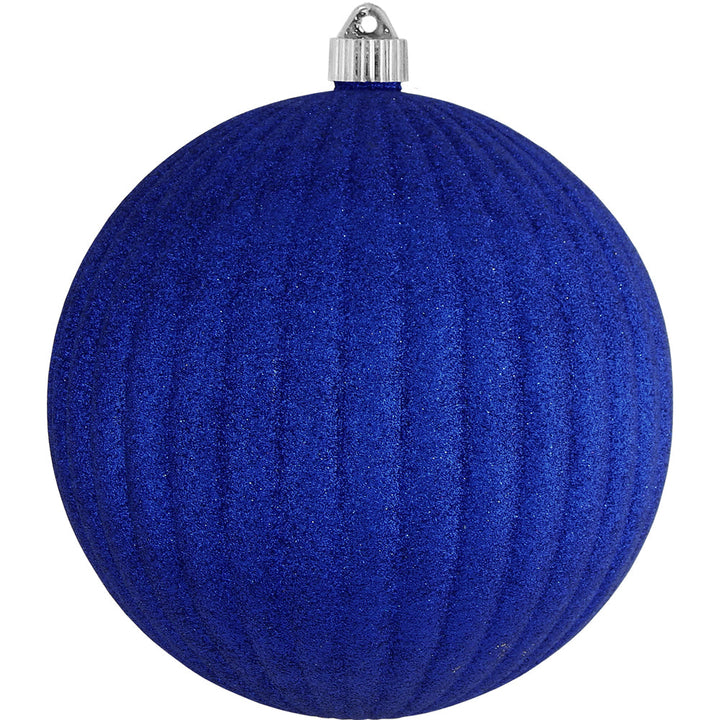 8" (200mm) Giant Commercial Shatterproof Ball Ornament, Dark Blue Glitter, Case, 6 Pieces