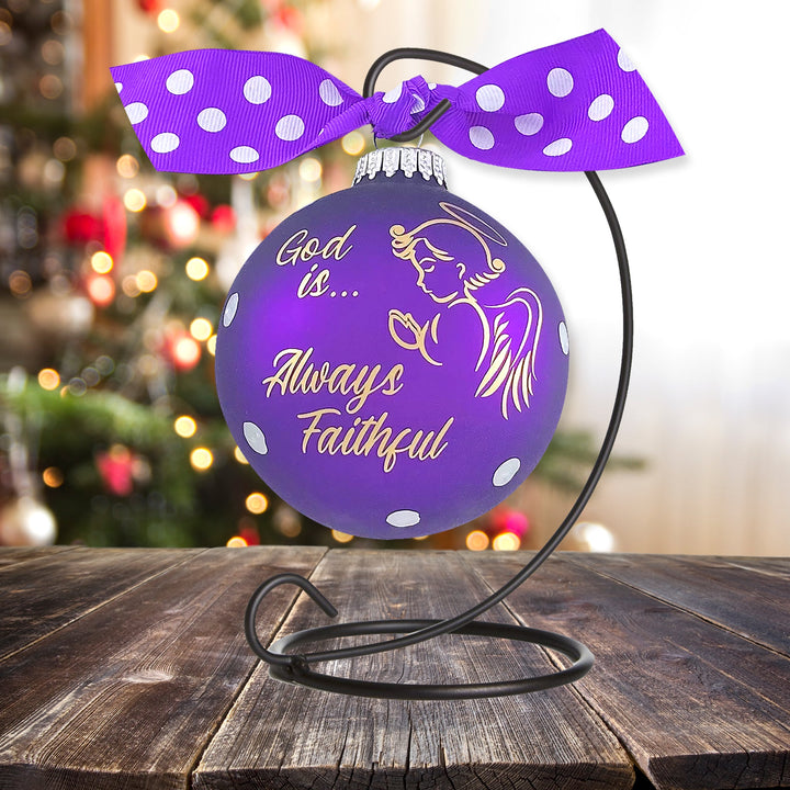 3 1/4" (80mm) Personalizable Hugs Specialty Gift Ornaments, God is Always Faithful, Purple Magic, 1/Box, 12/Case, 12 Pieces