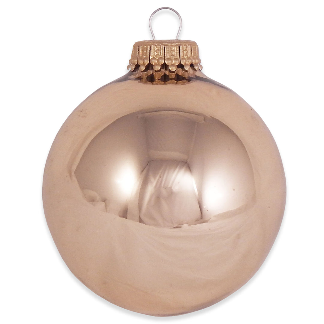 2 5/8" (67mm) Ball Ornaments, Gold Caps, Molten Gold Shine, 8/Box, 12/Case, 96 Pieces