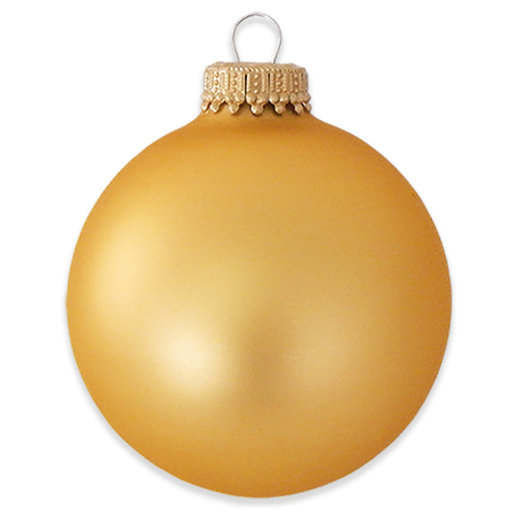 2 5/8" (67mm) Ball Ornaments, Gold Caps, Honey Gold, 8/Box, 12/Case, 96 Pieces