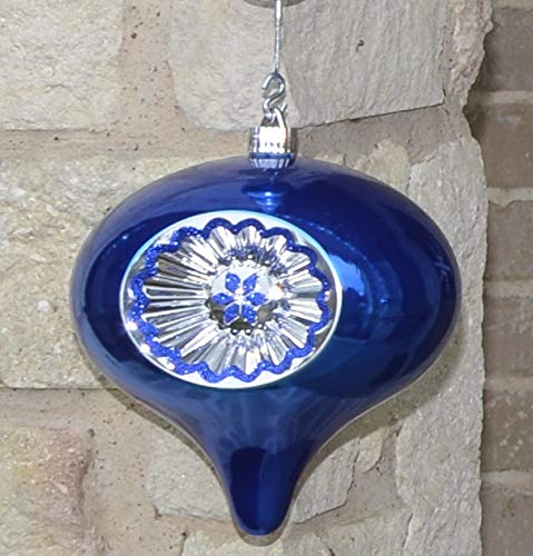 8" (200mm) Large Commercial Shatterproof Reflector Onion Ornaments, Azure Blue, Case, 6 Pieces