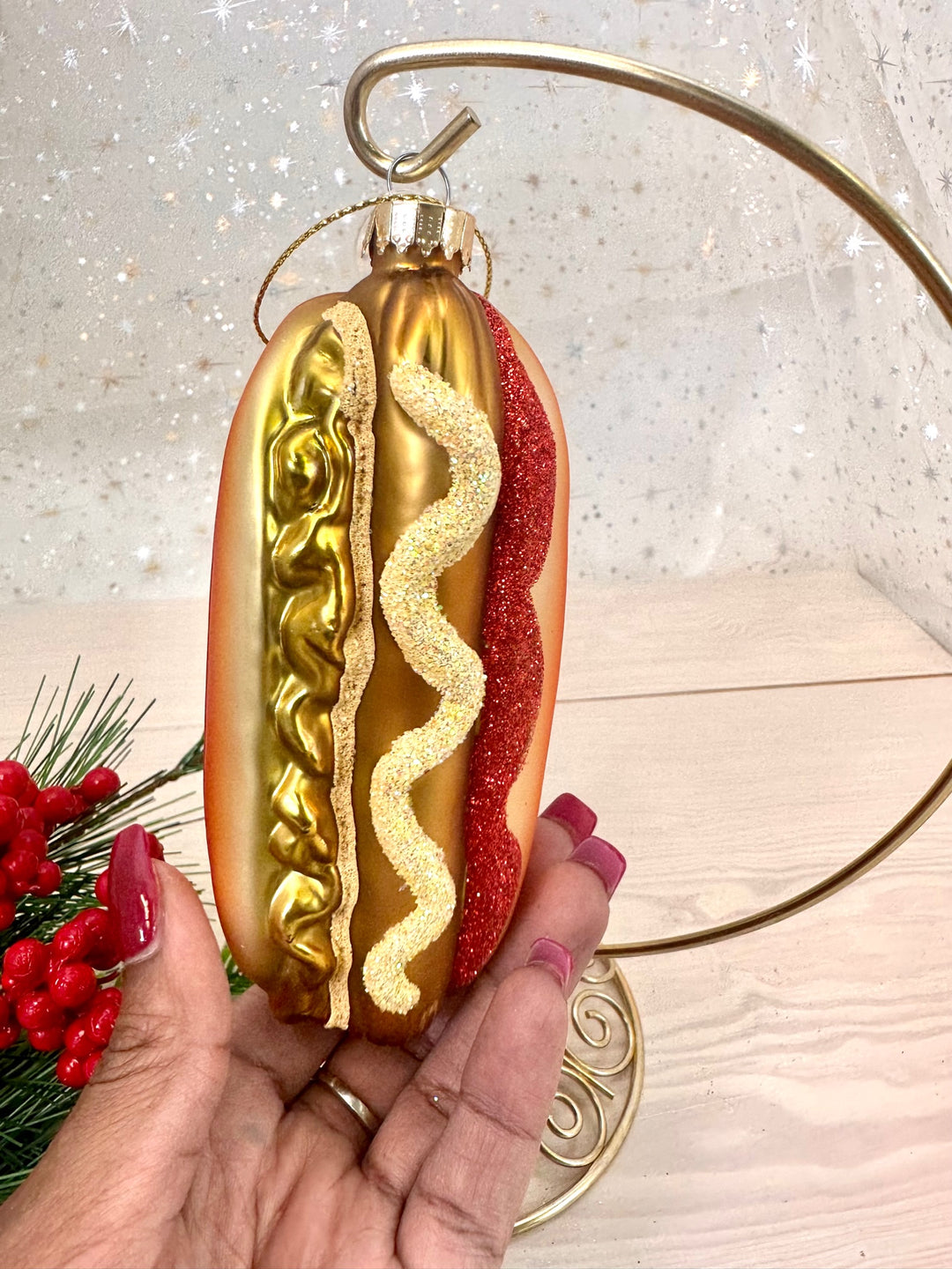 5 1/4" (133mm) Hot Dog Figurine Ornaments, 1/Box, 6/Case, 6 Pieces