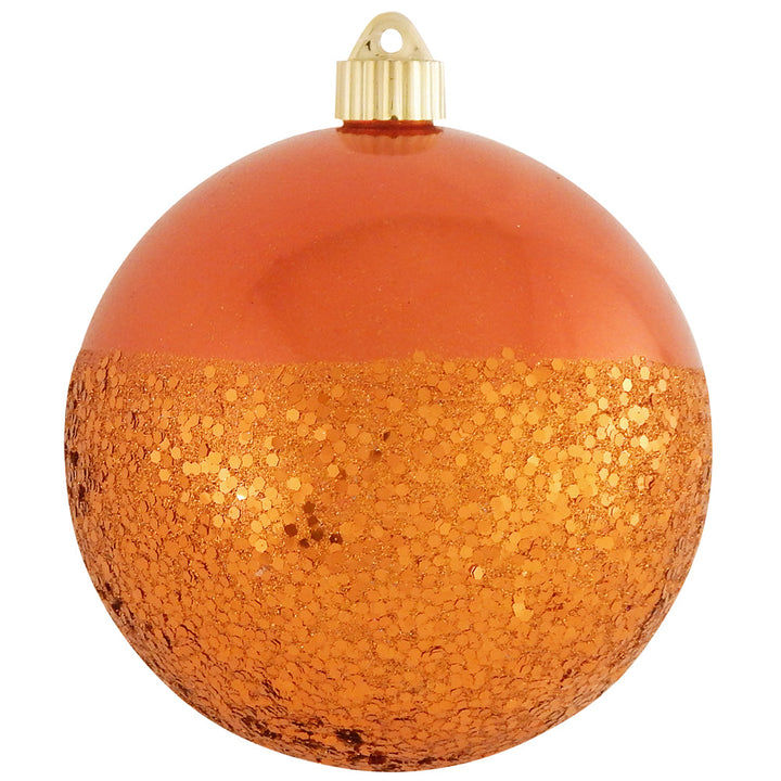 6" (150mm) Decorated Commercial Shatterproof Ball Ornaments, Mandarin Orange, 1/Box, 12/Case, 12 Pieces