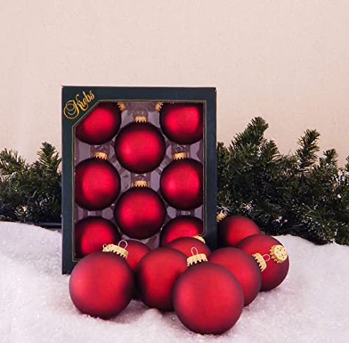 2 5/8" (67mm) Ball Ornaments, Gold Caps, Port Velvet, 8/Box, 12/Case, 96 Pieces