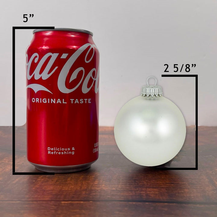 2 5/8" (67mm) Ball Ornaments, Silver Caps, Silver Pearl, 8/Box, 12/Case, 96 Pieces