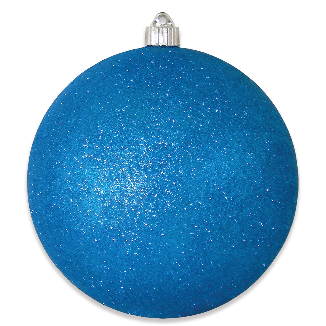 8" (200mm) Giant Commercial Shatterproof Ball Ornament, Aqua Glitter, Case, 6 Pieces