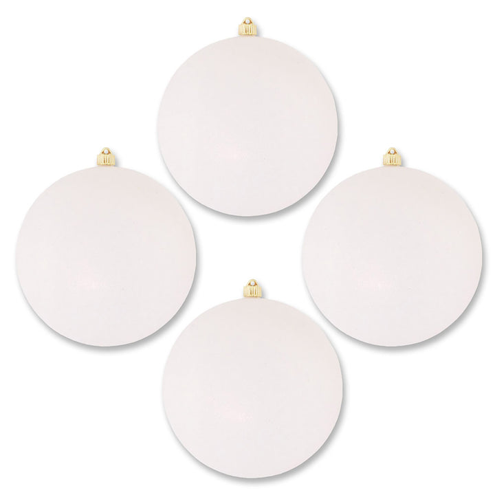 10" (250mm) Giant Commercial Shatterproof Ball Ornament, Snowball Glitter, Case, 4 Pieces