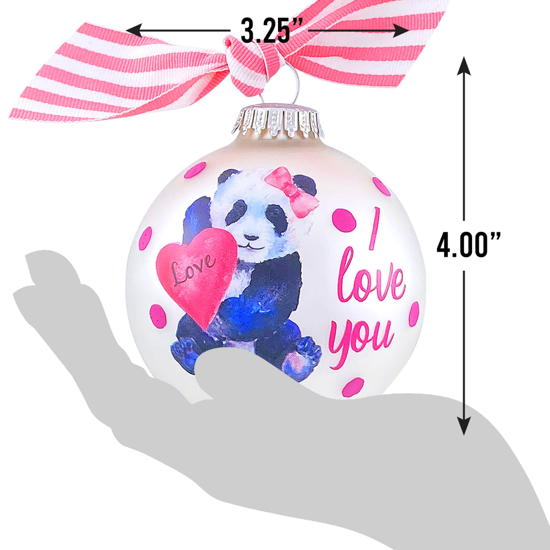 3 1/4" (80mm) Personalizable Hugs Specialty Gift Ornaments, Panda & I Love You, Silver Pearl, 1/Box, 12/Case, 12 Pieces