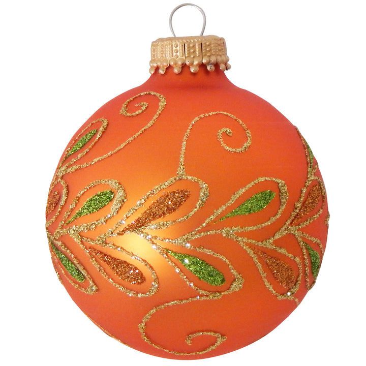 2 5/8" (67mm) Ball Ornaments, Glitter Peacock Drapes, Asst Brights, 4/Box, 12/Case, 48 Pieces
