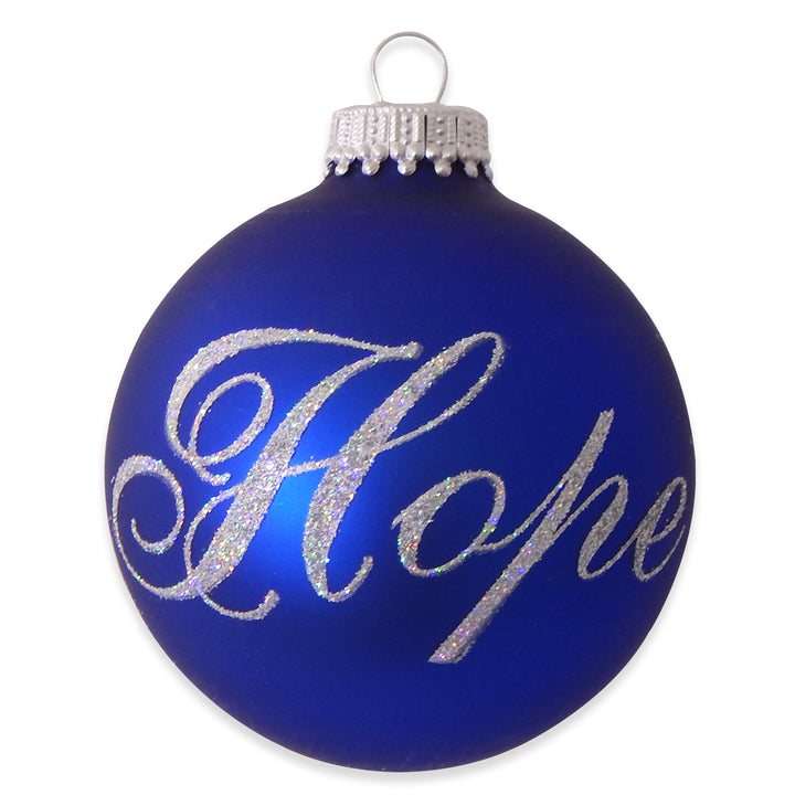 2 5/8" (67mm) Ball Ornaments Royal Velvet with Silver Hope / Joy Text, 4/Box, 12/Case, 48 Pieces