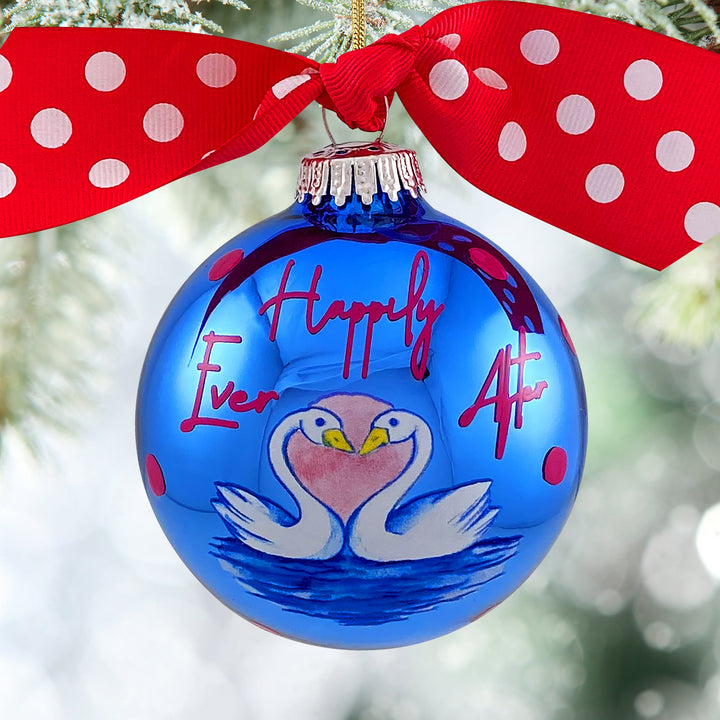 3 1/4" (80mm) Personalizable Hugs Specialty Gift Ornaments, Happily Ever After Swans, Alpine Shine, 1/Box, 12/Case, 12 Pieces