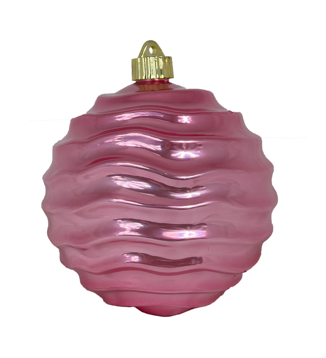 6" (150mm) Commercial Shatterproof Ball Ornament, Perfect Pink Blush Wavy, 2 per Bag, 6 Bags per Case, 12 Pieces