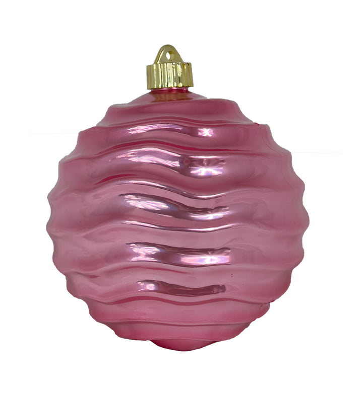 6" (150mm) Commercial Shatterproof Ball Ornament, Perfect Pink Blush Wavy, 2 per Bag, 6 Bags per Case, 12 Pieces