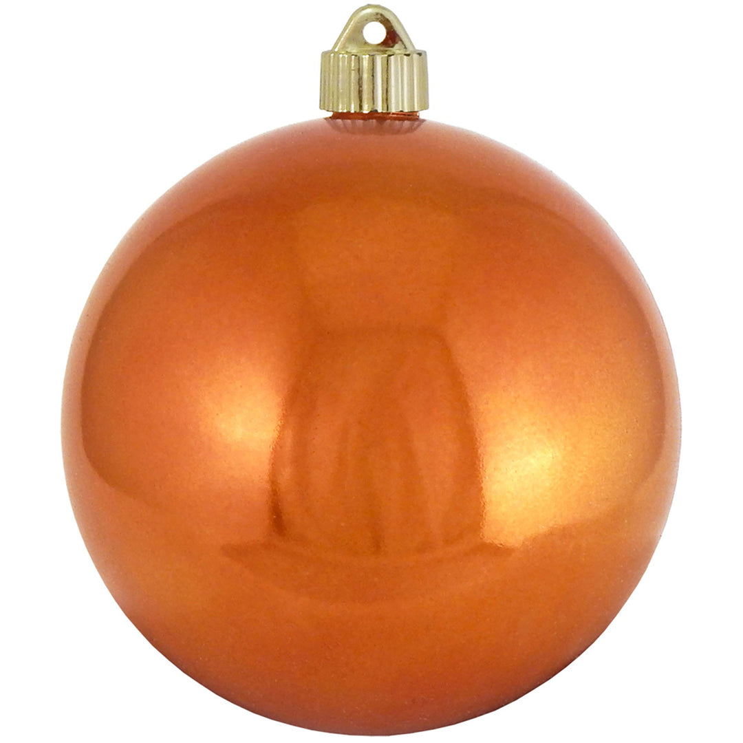 6" (150mm) Commercial Shatterproof Ball Ornament, Shiny Mandarin Orange, 2 per Bag, 6 Bags per Case, 12 Pieces