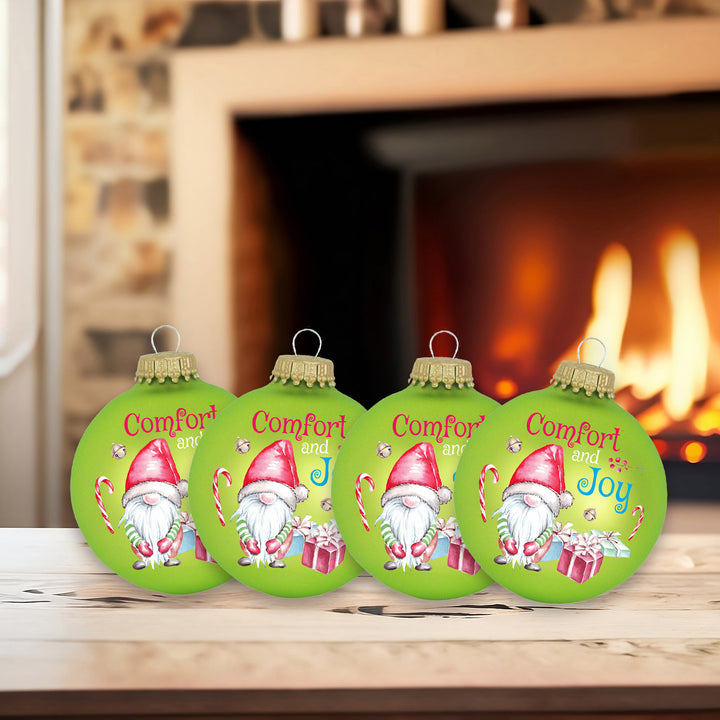 2 5/8" (67mm) Ball Ornaments, Parrot Green, Comfort and Joy,  4/Box, 12/Case, 48 Pieces