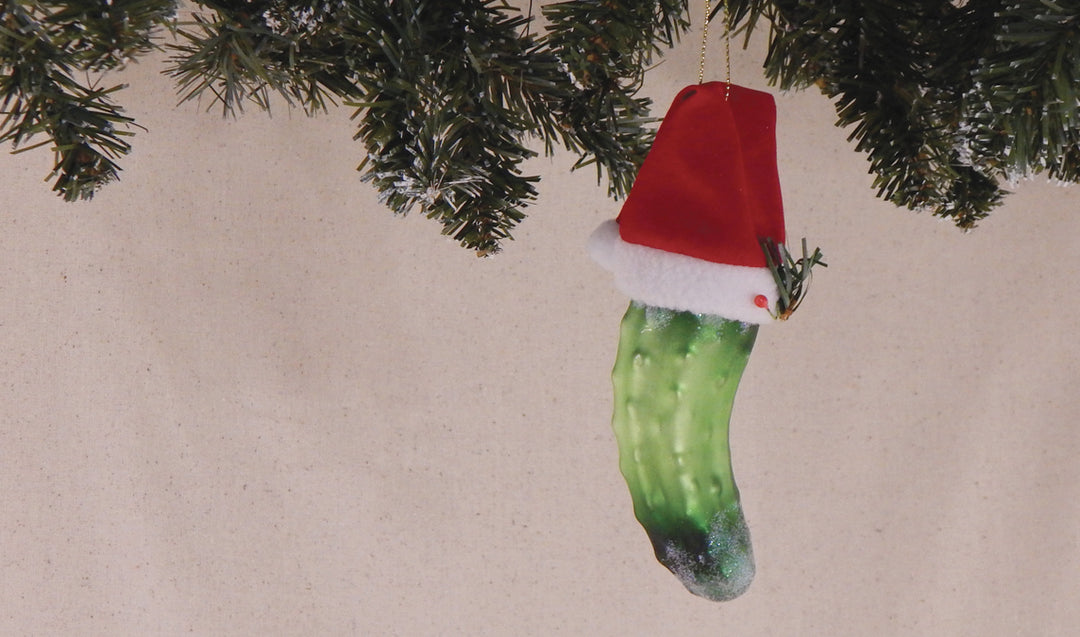 5 1/2" (140mm) Christmas Pickle with Santa Hat Figurine Ornaments, 1/Box, 6/Case, 6 Pieces