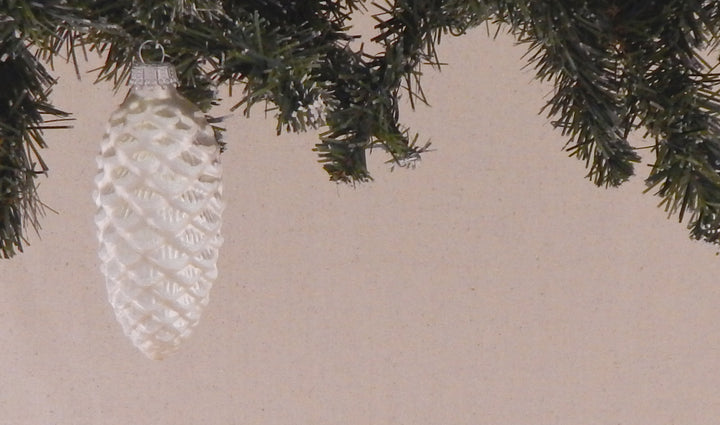 4" (100mm) Silver Pearl 4" Pinecones Figurine Ornaments, 3/Box, 12/Case, 36 Pieces