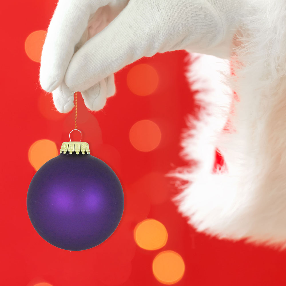 2 5/8" (67mm) Ball Ornaments, Gold Caps, Prism Violet Velvet, 8/Box, 12/Case, 96 Pieces