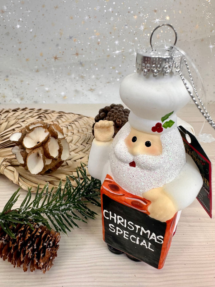 4" (100mm) Chef with Blackboard Figurine Ornaments, 1/Box, 6/Case, 6 Pieces