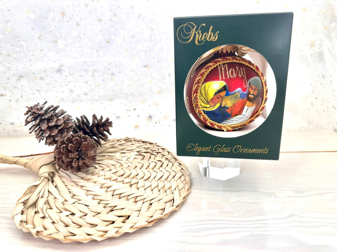 3 1/4" (80mm) Personalizable Hugs Specialty Gift Ornaments, Port Velvet Glass Ball with Bible Hero/ Mary