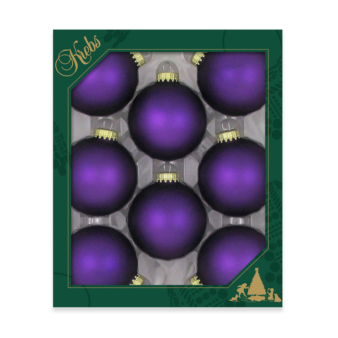 2 5/8" (67mm) Ball Ornaments, Gold Caps, Prism Violet Velvet, 8/Box, 12/Case, 96 Pieces